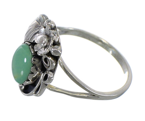 Southwest Turquoise And Silver Flower Jewelry Ring Size 5-1/4 VX57167